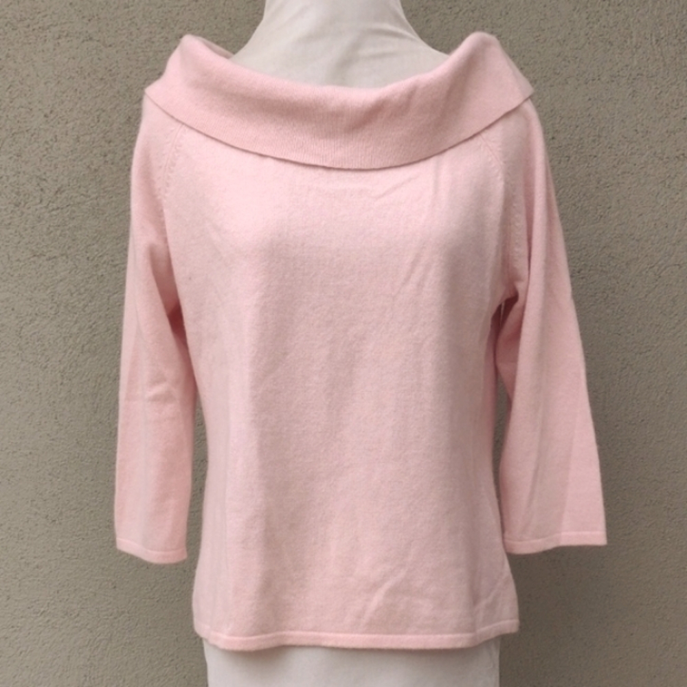 Alfani Pale Pink Cashmere Wide Cowl Neck Sweater L